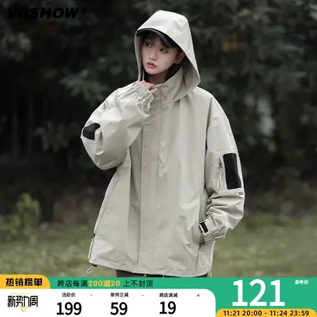 VIISHOW连帽冲锋夹克服外套男士春季2024新款情侣装潮牌户外男夹图片
