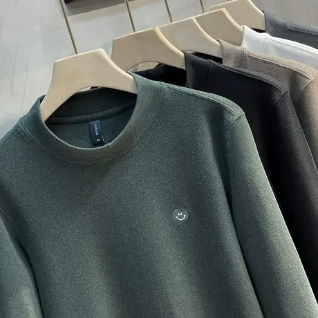 秋冬装男士中领加厚长袖双面德绒t恤 半高领打底衫内搭韩版潮上衣商品大图