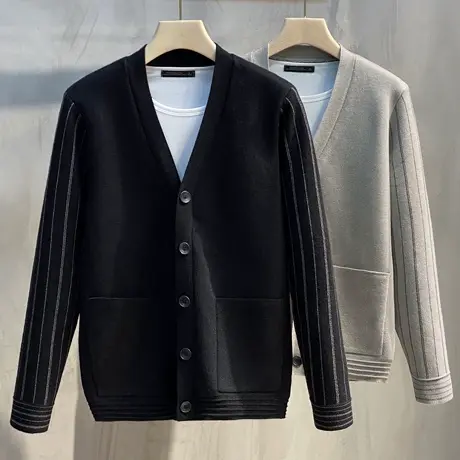 2023新款学院风针织开衫男士毛衣春秋季薄款外套日系潮流休闲夹克商品大图