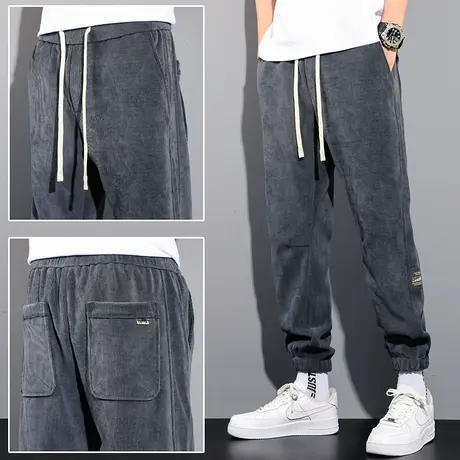 2021新款冬季灯芯绒裤子男加绒卫裤宽松大码秋冬男士运动休闲裤冬商品大图