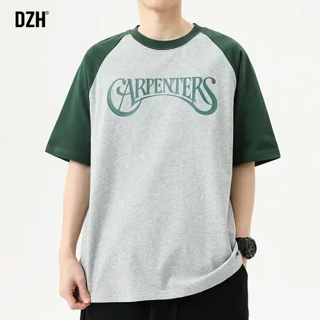 男士印花短袖t恤男重磅纯棉2023新款宽松体恤夏季圆领上衣半截袖商品大图