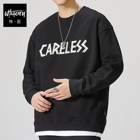 伟臣潮流大码男装秋冬新品男士圆领卫衣胖子加肥加大宽松纯棉上衣商品大图