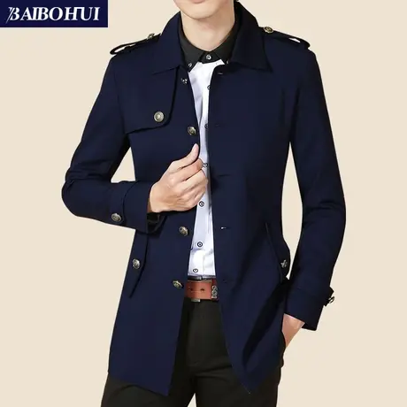 夹克男春秋新款韩版中长款风衣青年帅气修身外套英伦潮流休闲大衣商品大图
