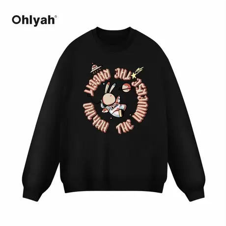 Ohlyah太空卡通兔年本命年兔子印花卫衣男女同款秋冬款上衣外套图片