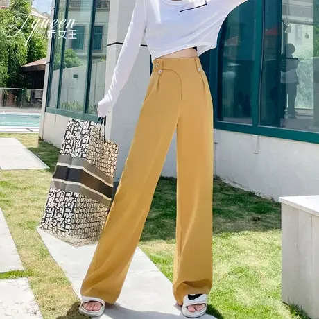 阔腿裤女高腰垂感夏季薄款冰丝新款宽松显瘦直筒裤休闲拖地裤子潮图片