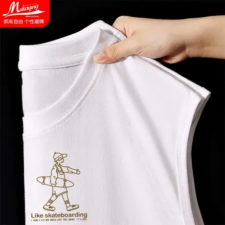 美式手绘涂鸦背心男篮球运动纯棉坎肩小众设计感宽松休闲简约内搭图片