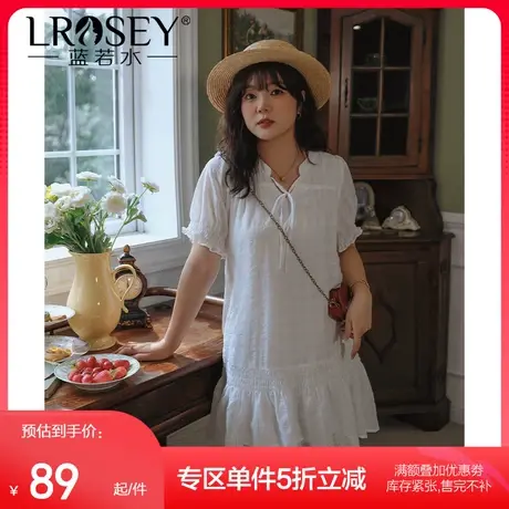 蓝若水大码甜美减龄直筒公主裙胖mm夏季新款肌理感宽松雪纺连衣裙图片