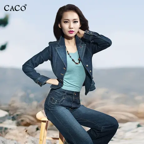 牛仔外套女韩版西服领短夹克商场同款2023秋季修身显瘦长袖上衣商品大图