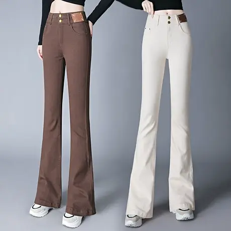 高腰牛仔马蹄裤女弹力2023年春季新款修身显瘦喇叭裤拖地微喇裤子商品大图