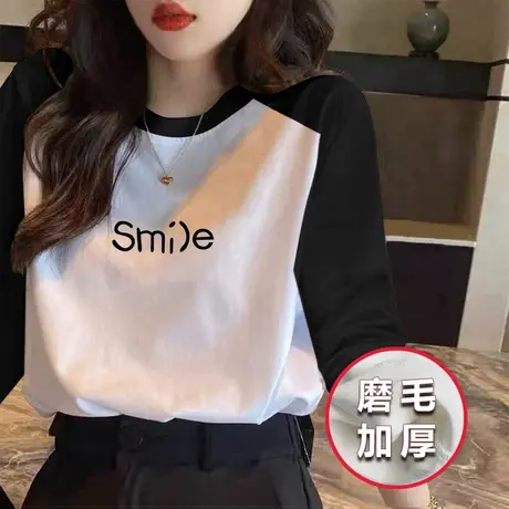 插肩袖长袖宽松T恤女2022秋季新款设计感小众秋装韩系小个子上衣商品大图