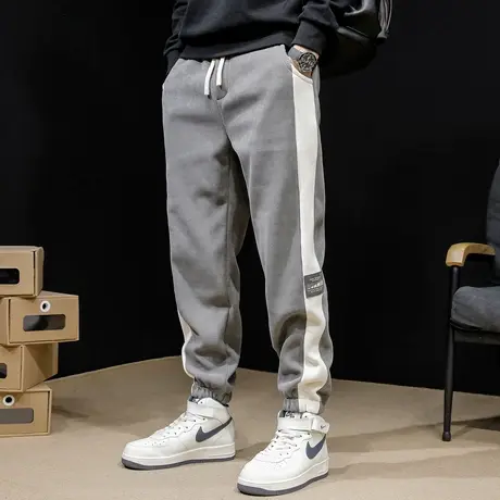 秋冬款运动裤子宽松大码休闲男裤束脚男士灰色卫裤冬季2023新款潮商品大图