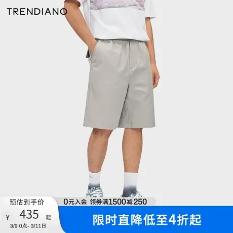 TRENDIANO简约宽松休闲短裤2024年春季新款时尚百搭男裤五分裤潮图片