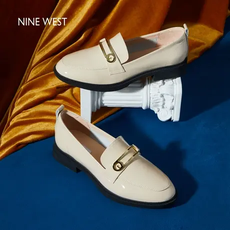 NineWest玖熙乐福鞋新款通勤复古方跟低跟一脚蹬女鞋小皮鞋英伦风图片