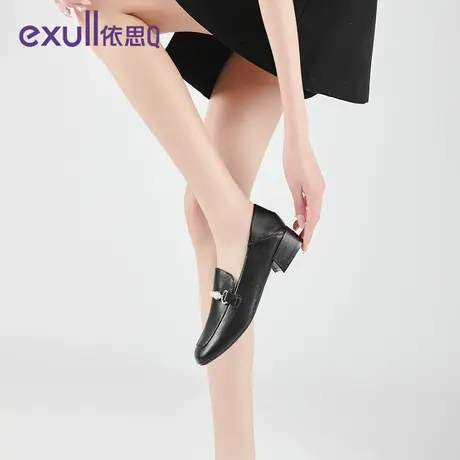 exull/依思Q厚底乐福鞋女2023新款秋季复古英伦风一脚蹬法式单鞋商品大图