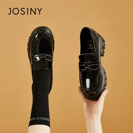 Josiny/卓诗尼乐福鞋女2024年新款春季爆款百搭厚底英伦风小皮鞋商品大图