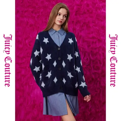 Juicy Couture橘滋秋季装2023年新款月落星河提花纽扣羽毛纱外套图片
