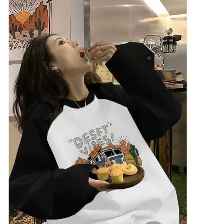 仿棉长袖t恤女2023早秋新款欧货大码女装冬季内搭打底衫撞色上衣图片