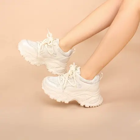 VME/舞魅厚底增高老爹鞋女网面透气运动休闲鞋户外日常通勤潮流图片