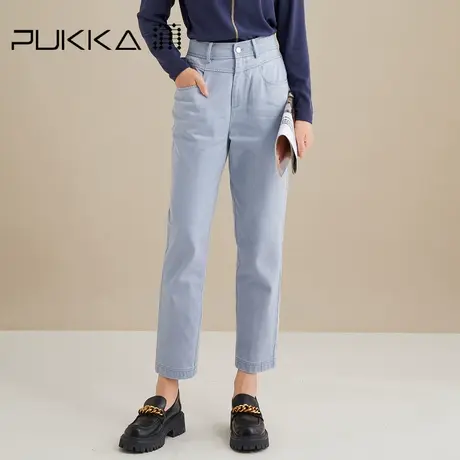 蒲PUKKA 商场同款牛仔裤女2022秋冬装新款宽松休闲长款萝卜裤子图片