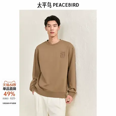 太平鸟男装 索罗娜蓄热保暖圆领图案卫衣秋冬新款休闲时尚上衣商品大图