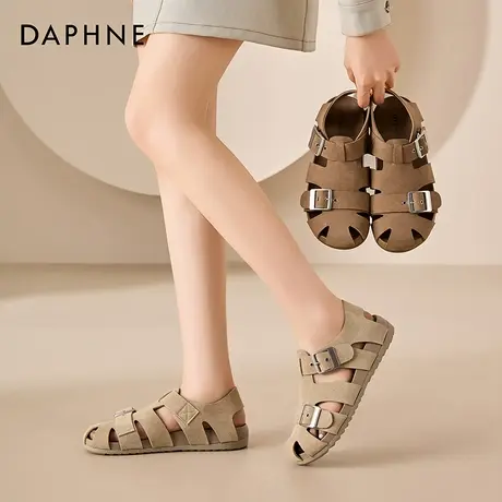 Daphne/达芙妮2025新款罗马凉鞋时尚休闲猪笼鞋软底软面百搭女鞋图片