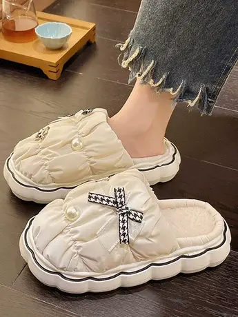 棉拖鞋女冬季2023新款甜美女心室内防滑家居保暖防水冬天拖鞋女商品大图