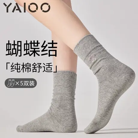 雅鹿袜子女款中筒袜棉夏季长袜女士秋冬款堆堆袜白色长筒袜子商品大图