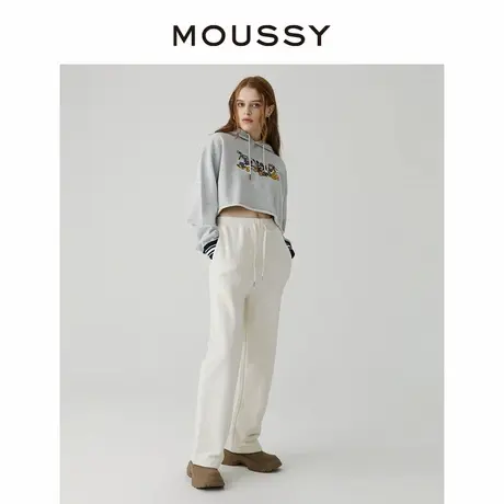 MOUSSY 街头运动风纯色松紧系带纯棉卫裤休闲裤女028GAZ80-5050商品大图