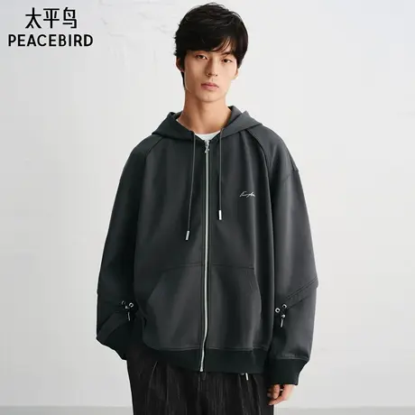 【商场同款】太平鸟男装连帽刺绣卫衣25秋新款宽松外套B2CRF3D04图片