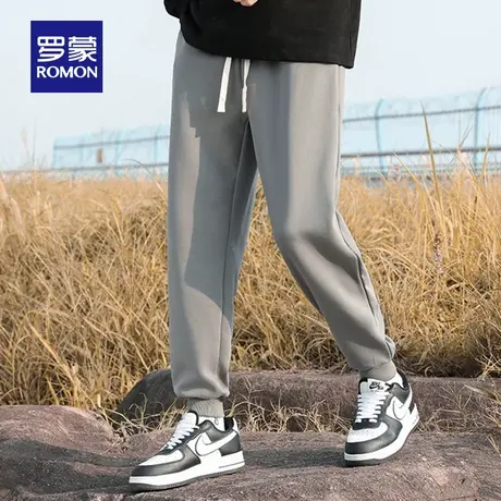罗蒙男士时尚休闲卫裤2025秋季新款宽松百搭弹力松紧抽绳束脚长裤商品大图