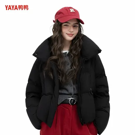 鸭鸭YAYA鸭鸭2025年秋冬季时尚百搭立领外套高级感短款女士羽绒服商品大图