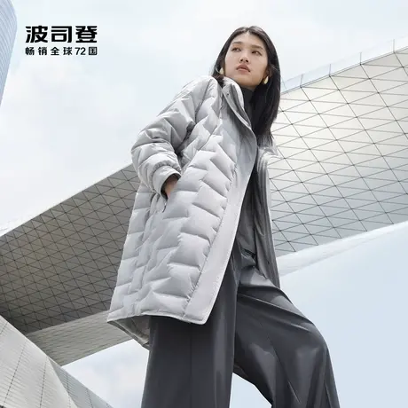 【鹅绒】波司登秋季女中款经典简约时尚显瘦立领轻薄羽绒服通勤商品大图