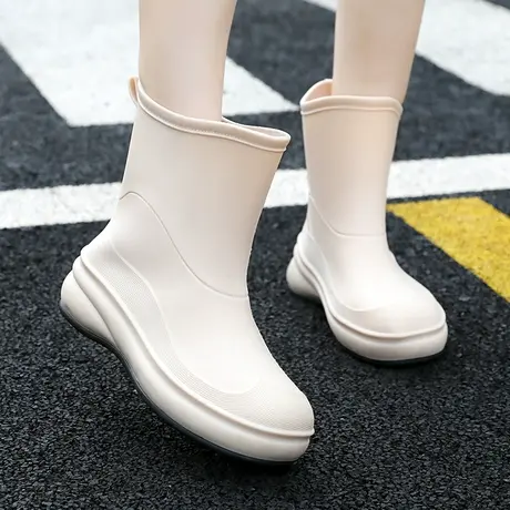 下雨天穿的鞋成人水鞋套鞋雨鞋女款时尚外穿中筒防水鞋防滑女雨靴商品大图