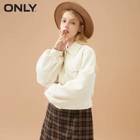 【买4免1】ONLY奥莱简约纯色短款宽松灯笼袖风衣外套女商品大图