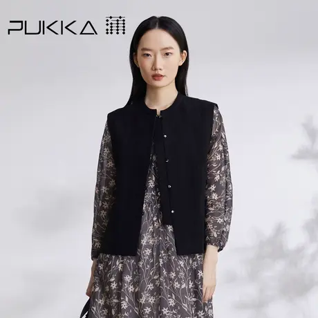 蒲PUKKA 原创设计2023早秋定制肌理棉显瘦百搭新中式马夹外套图片