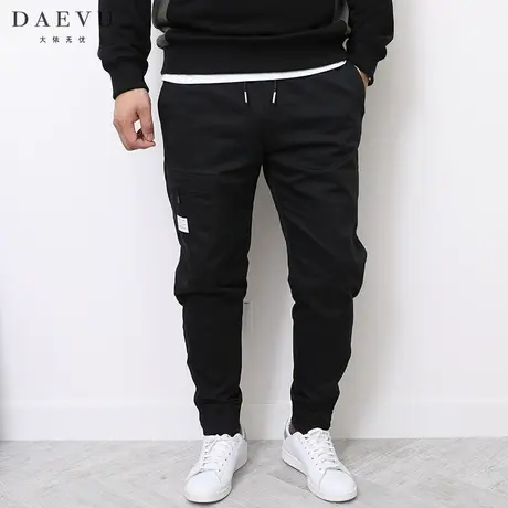 DAEVU秋新款大号潮胖子工装修身束脚加肥加大码男士休闲裤长裤商品大图