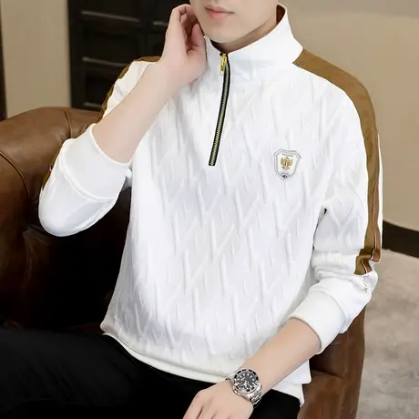 卫衣男士半拉链立领POLO衫秋季潮牌高级感上衣ins帅气休闲打底衫T图片