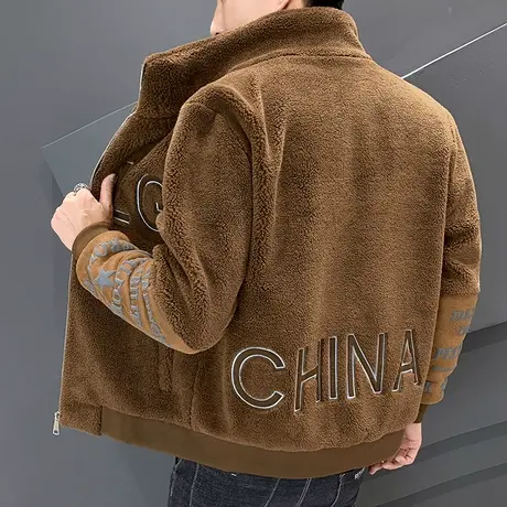 秋冬季外套男加厚羊羔绒毛棉衣服青年韩版潮流休闲帅气摇粒绒夹克商品大图