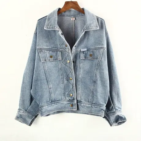 牛仔外套女宽松流行韩版春秋新款夹克学生bf网红蝙蝠袖上衣蓝商品大图