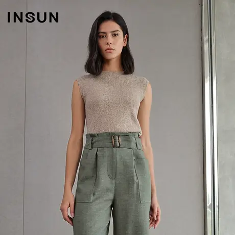 恩裳春季罗纹小高领马甲背心毛针织衫图片