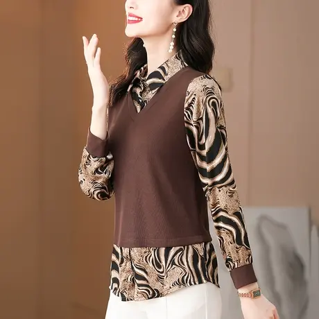 假两件衬衫遮肚子女春装2023新款打底衬别致气质小衫时尚女上衣潮商品大图