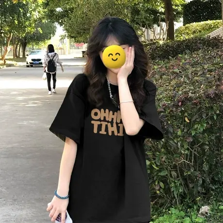 短袖t恤女装2023年夏季新款正肩半袖体恤设计感小众宽松上衣潮牌商品大图