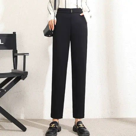 黑色显瘦小直筒裤女春季2023新款高腰气质通勤西装裤时尚休闲裤子商品大图