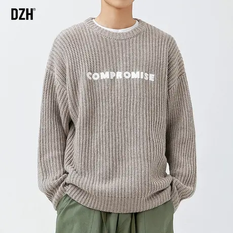 男士圆领毛衣男秋冬休闲宽松针织打底衫男款2023新款日系纯色内搭商品大图