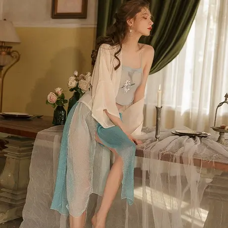性感睡衣女古风汉服套装肚兜纯欲风情趣内衣暴露女装床上挑逗房事图片
