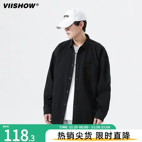 VIISHOW衬衫男长袖秋季宽松痞帅男装寸衫上衣男士春秋款衬衣外套图片
