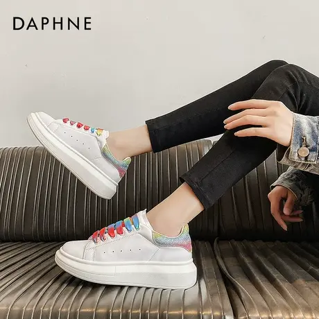 达芙妮麦昆小白鞋彩色鞋带2020新款女鞋百搭厚底松糕鞋春款休闲鞋商品大图