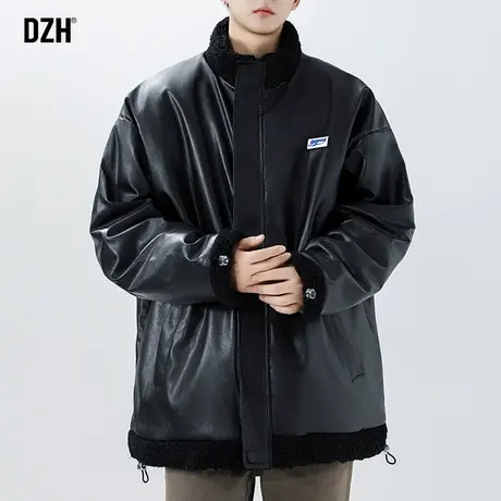 男士仿PU皮夹克棉服男款冬季加厚羊羔绒棉衣外套潮高级感2023新款图片