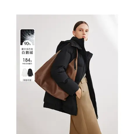 【意大利设计】朗姿霍尔多巴吉白鹅绒2023年冬季奥莱羽绒服外套女商品大图