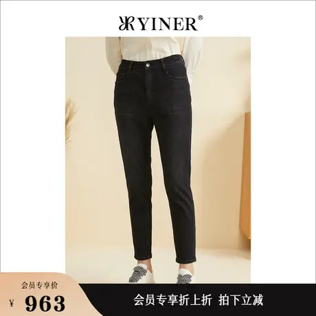 YINER音儿女装秋季女装高腰显瘦铅笔裤牛仔裤小脚长裤图片
